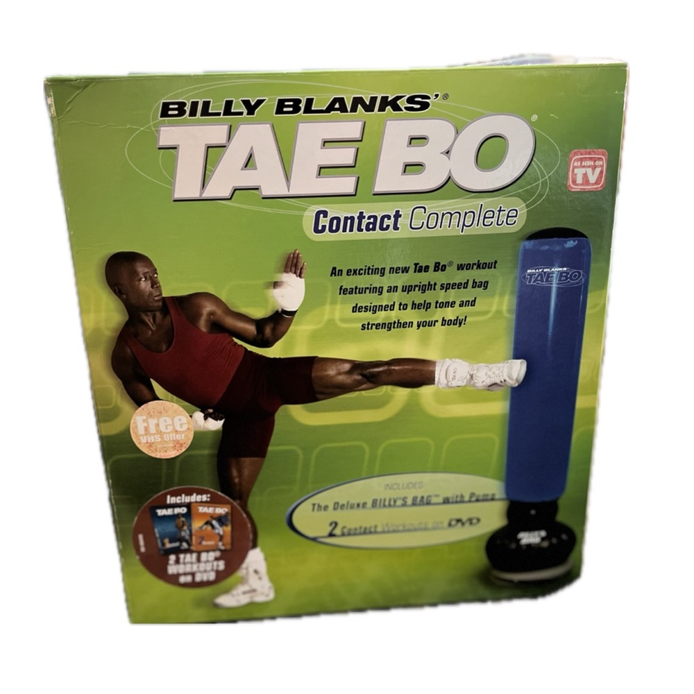 New Billy Blanks Tae Bo Contact Complete set 2 DVD Bag Pump punching bag taebo